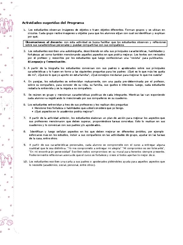 Actividades sugeridas Unidad 1