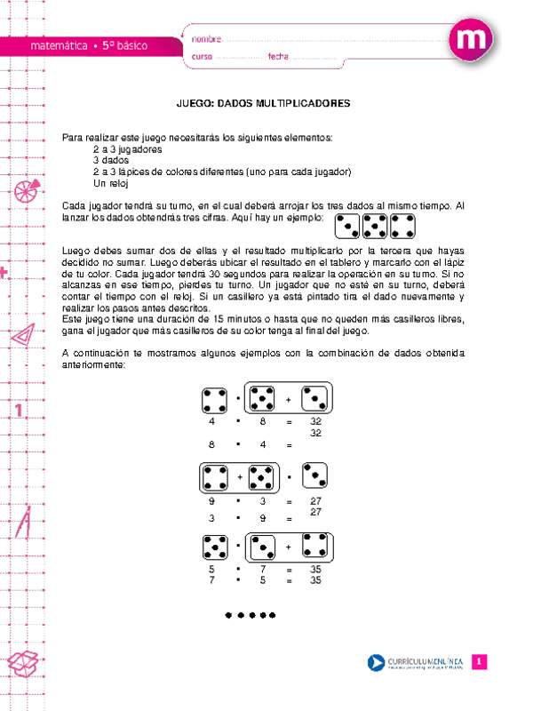 Juego: dados multiplicadores