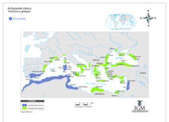 Mapa griegos y fenicios en el Mediterráneo