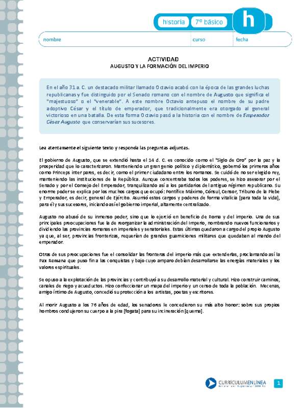 Augusto y la formación del Imperio