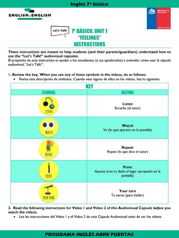 Cápsula Audiovisual 7° básico Unidad 1 - Feelings