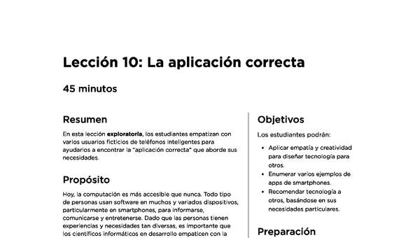 Lección 10: La aplicación correcta