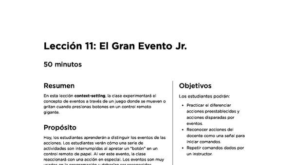 Lección 11: El Gran Evento Jr.