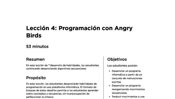 Lección 4: Programación con Angry Birds