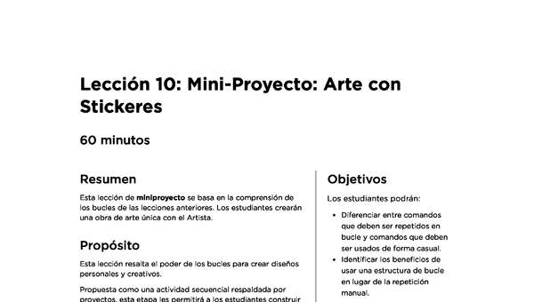 Lección 10: Mini-Proyecto: Arte con Stickeres