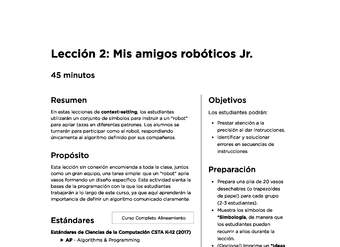 Lección 2: Mis amigos robóticos Jr.