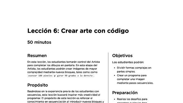 Lección 6: Programando en Artista