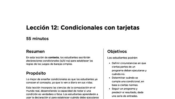 Lección 12: Condicionales con tarjetas