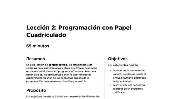 Lección 2: Programación con Papel Cuadriculado