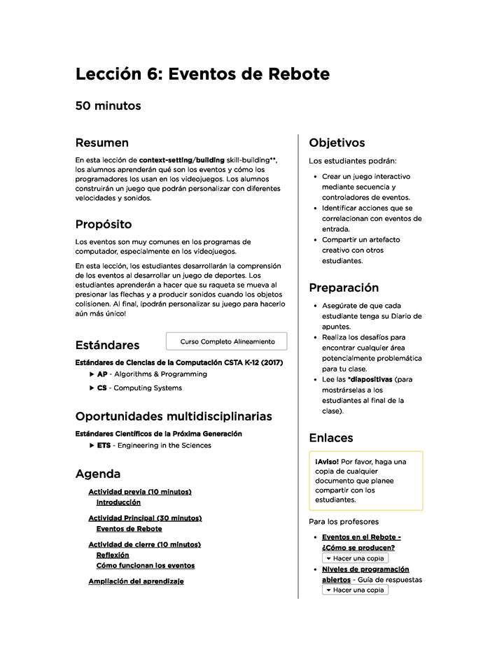 Lección 6: Eventos de Rebote