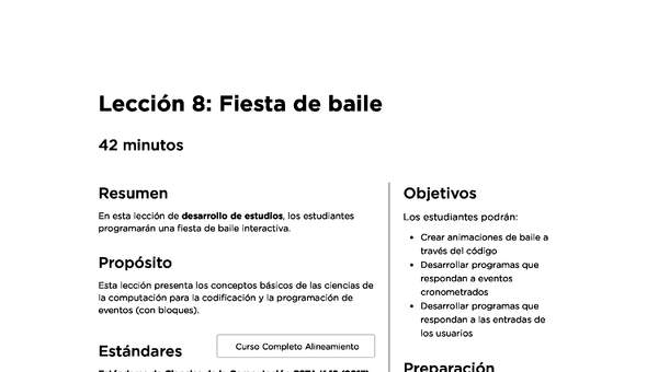 Lección 8: Fiesta de baile