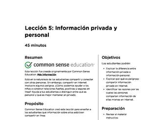 Lección 5:Información privada y personal