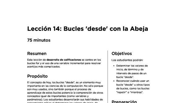 Lección 14: Bucles 'desde' con la Abeja