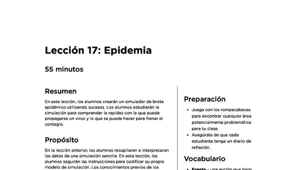 Lección 17:  Epidemia