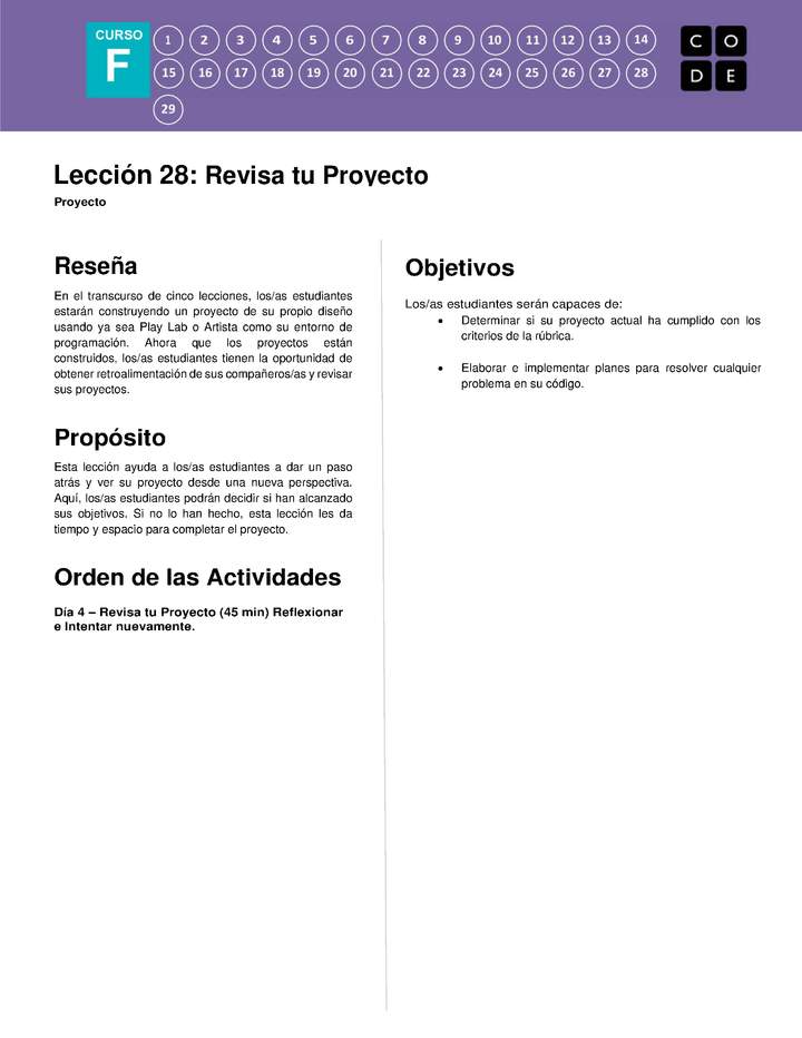 Lección 28: Revisa tu Proyecto