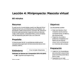 Lección 4: Miniproyecto: Mascota virtual