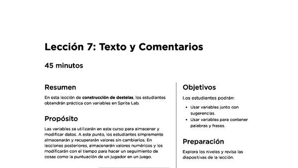 Lección 7:Texto y Comentarios