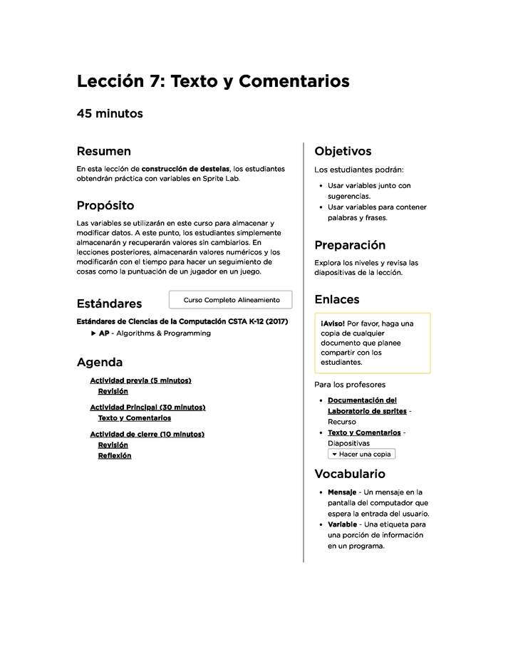 Lección 7:Texto y Comentarios