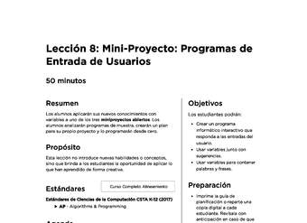 Lección 8: Mini-Proyecto: Programas de Entrada de Usuarios