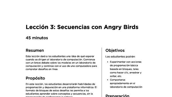 Lección 3: Secuencias con Angry Birds