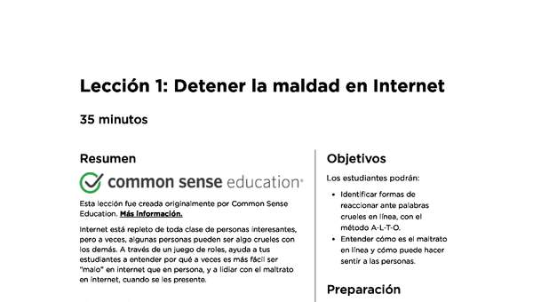 Lección 1: Detener la maldad en Internet