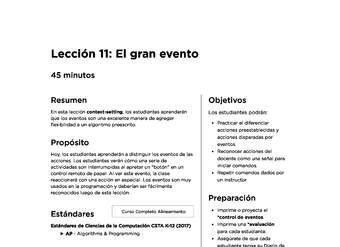 Lección 11: El gran evento