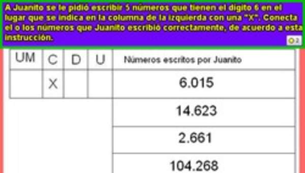 Identificar números con el dígito 6 en el lugar de las centenas