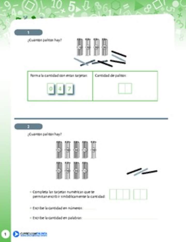 Resolución de problemas de adición, escritura y completar series