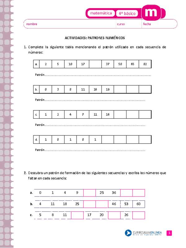 Patrones numéricos