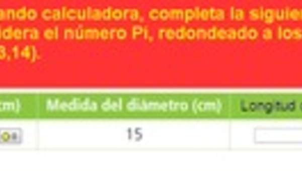 Cálculo de la medida del radio y de la longitud de una circunferencia a partir de la medida del diámetro