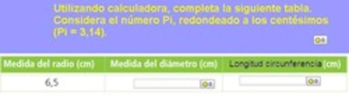 Cálculo de la medida del diámetro y perímetro de una circunferencia a partir de la medida del radio (II)