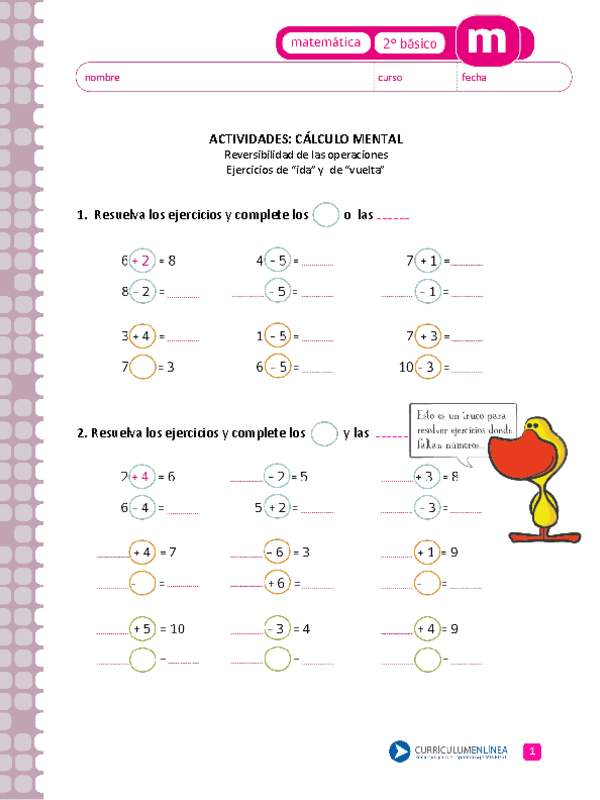 Cálculo mental y reversibilidad de las operaciones