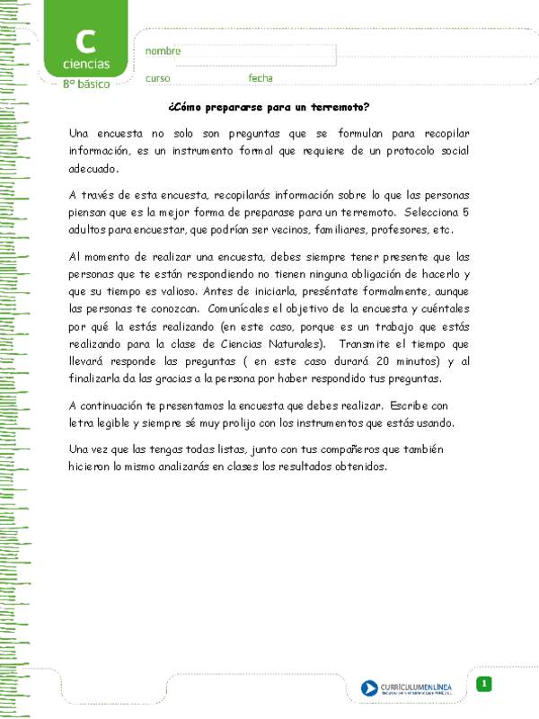 Encuesta sobre actitudes en un terremoto