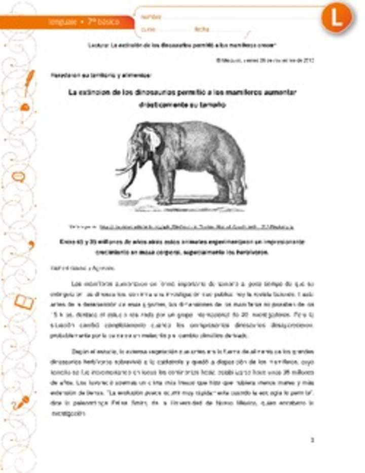 La extinción de los dinosaurios permitió a los mamíferos aumentar drásticamente su tamaño