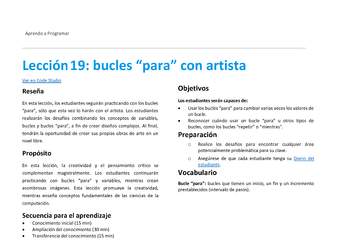 Lección19: bucles “para” con artista