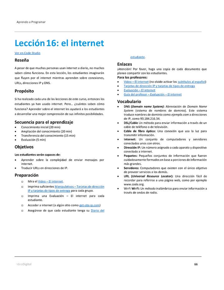 Lección16: el internet
