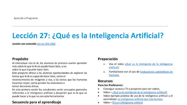 Unidad 4 - Lección 27: ¿Qué es la Inteligencia Artificial?