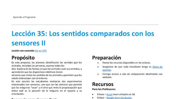 Unidad 4 - Lección 35: Los sentidos comparados con los sensores II