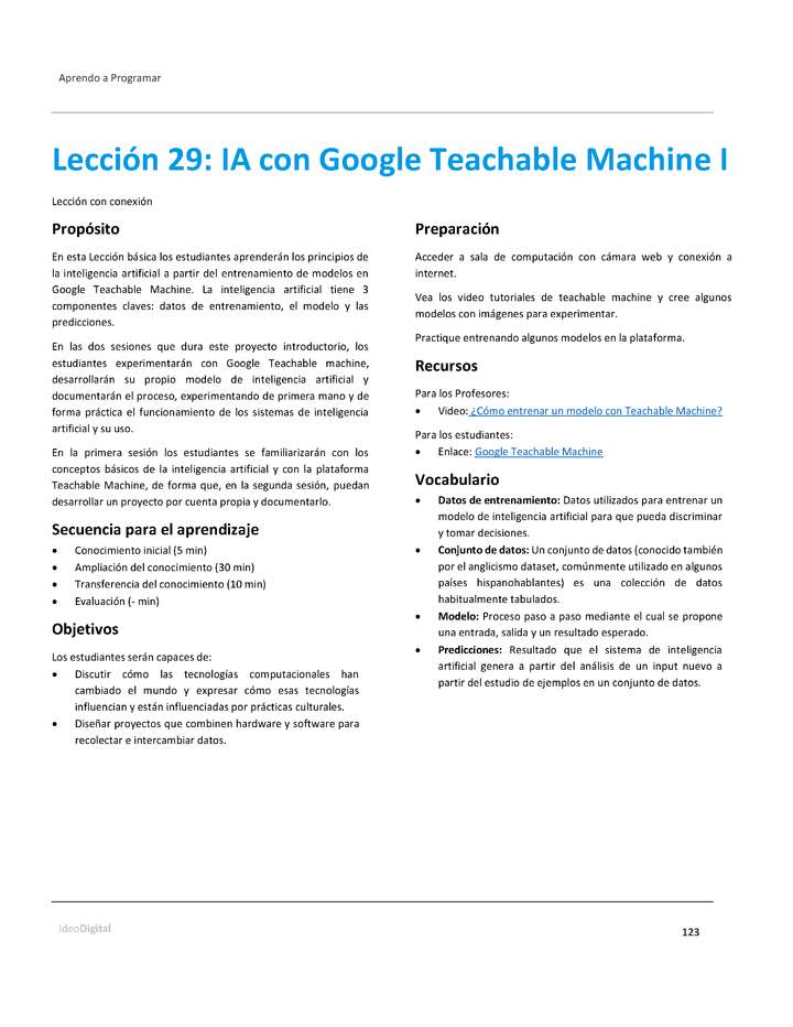 Unidad 2 - Lección 29: IA con Google Teachable Machine I