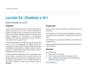 Unidad 2 - Lección 31: Chatbots e IA I