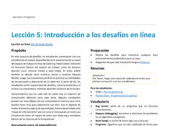 Unidad 1 - Lección 05: Introducción a los desafíos en línea