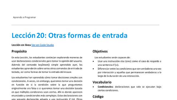 Unidad 1 - Lección 20: Otras formas de entrada