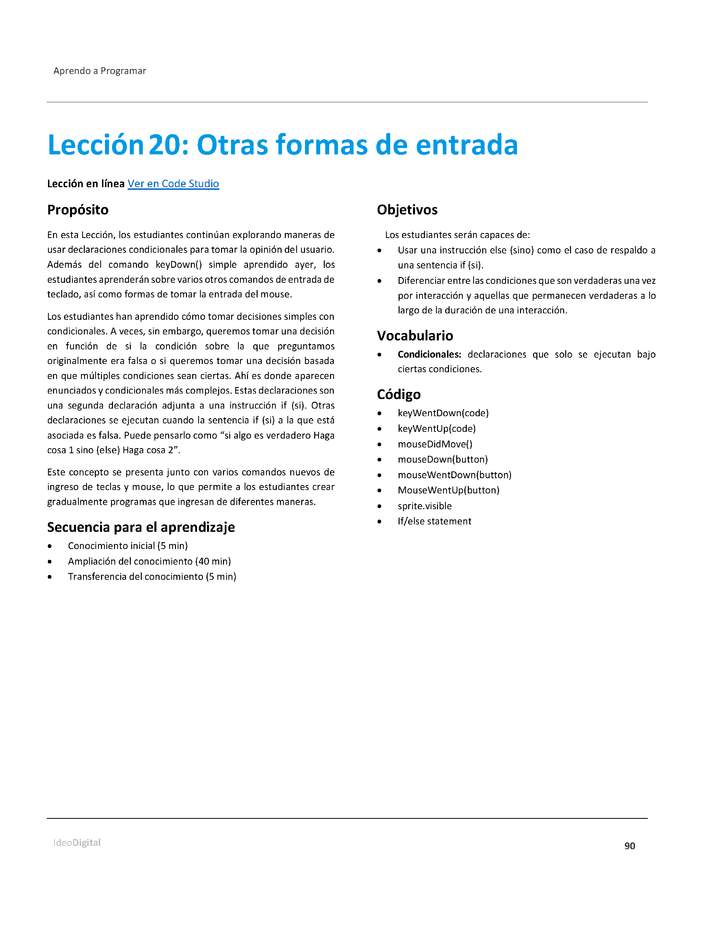 Unidad 1 - Lección 20: Otras formas de entrada