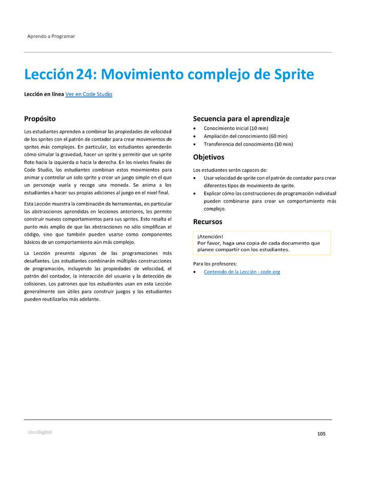 Unidad 2 - Lección 24: Movimiento complejo de Sprite