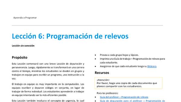 Unidad 1 - Lección 06: Programación de relevos