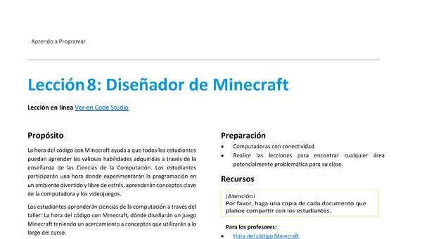 Unidad 1 - Lección 08: Diseñador de Minecraft