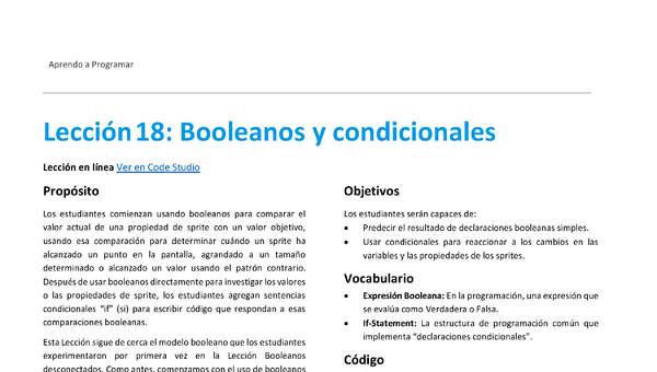 Unidad 1 - Lección 18: Booleanos y condicionales