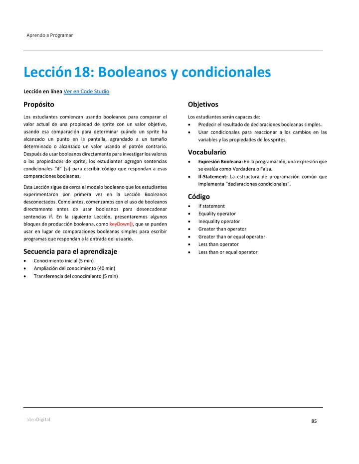 Unidad 1 - Lección 18: Booleanos y condicionales