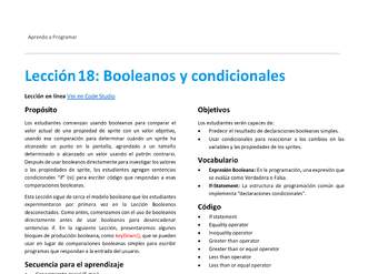 Unidad 1 - Lección 18: Booleanos y condicionales