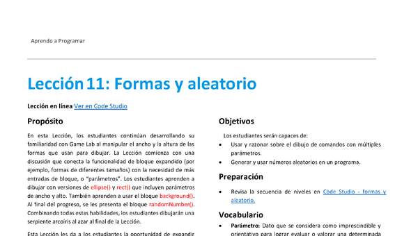 Unidad 1 - Lección 11: Formas y aleatorio